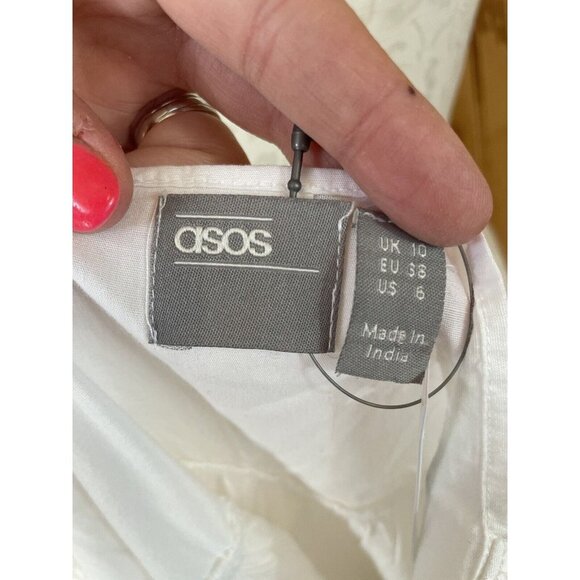 ASOS Womens Solid White Summer Knit Cotton Dress NWT US Size 6 Sleeveless - Picture 8 of 9